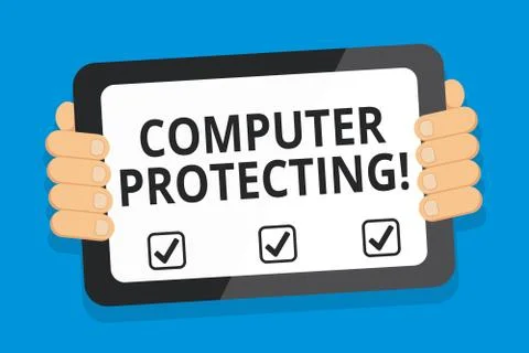 Word writing text Computer Protecting. Business concept for protecting computer Illustrazione stock