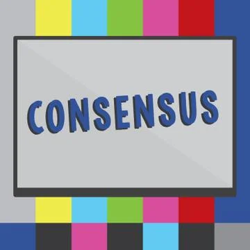Word writing text Consensus. Business concept for general agreement about Ilustración de archivo