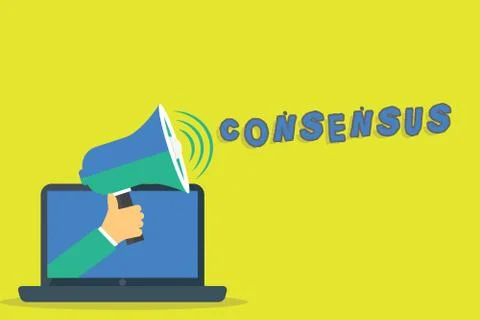 Word writing text Consensus. Business concept for general agreement about Ilustración de archivo