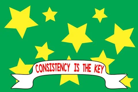 Word writing text Consistency Is The Key. Business concept for full Dedication Illustrazione stock