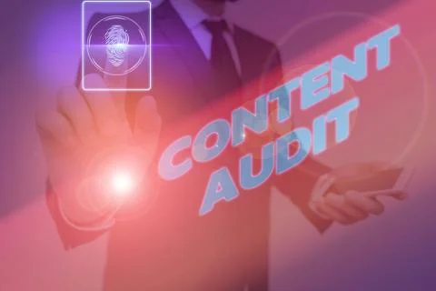 Word writing text Content Audit. Business concept for process of evaluating Stock Photos