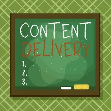 Word writing text Content Delivery. Business concept for geographically Illustrazione stock