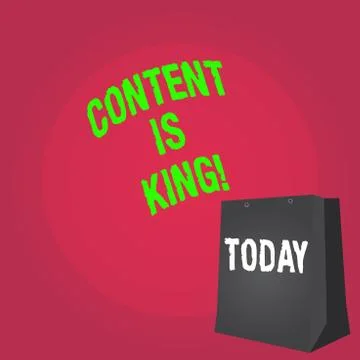 Word writing text Content Is King. Business concept for Marketing Information Illustrazione stock