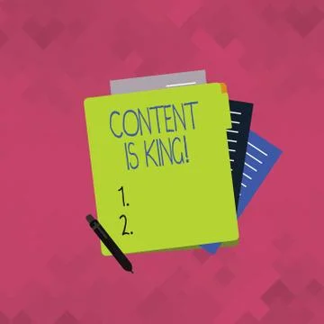 Word writing text Content Is King. Business concept for marketing focused Illustrazione stock