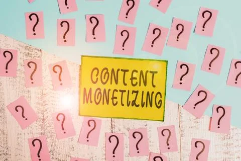 Word writing text Content Monetizing. Business concept for making money from Stockfoto's