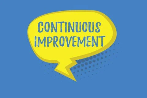 Word writing text Continuous Improvement. Business concept for Ongoing Effort to Illustrazione stock