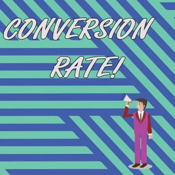 Word writing text Conversion Rate. Business concept for number of visitors to a Stock Illustration