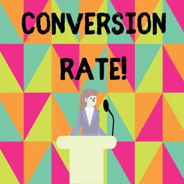Word writing text Conversion Rate. Business concept for number of visitors to a Stock Illustration