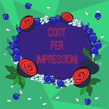 Word writing text Cost Per Impression. Business concept for refers rate that 스톡 일러스트