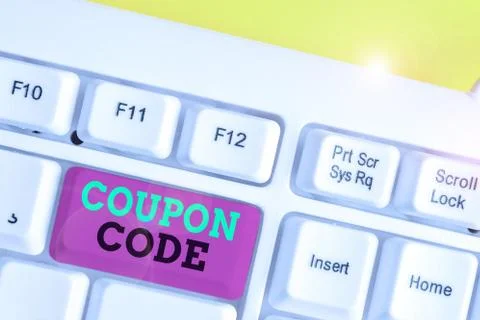 Word writing text Coupon Code. Business concept for ticket or document that can Stock Photos