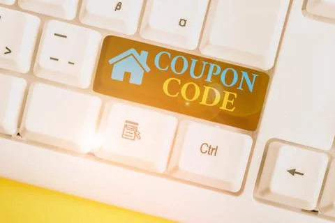 Word writing text Coupon Code. Business concept for ticket or document that can 库存照片