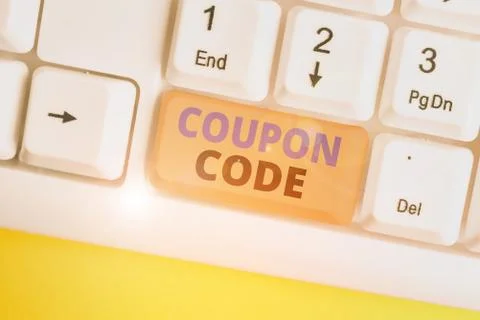 Word writing text Coupon Code. Business concept for ticket or document that can 库存照片