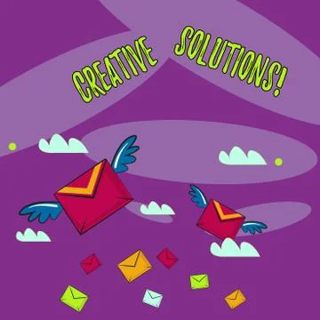 Word writing text Creative Solutions. Business concept for mental process of Illustrazione stock