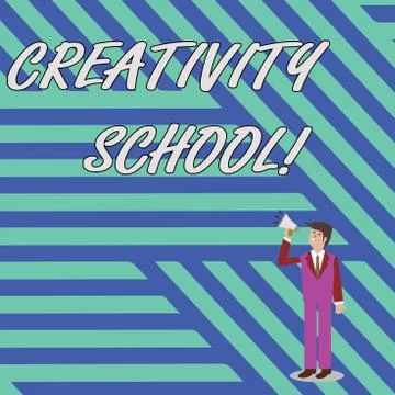 Word writing text Creativity School. Business concept for students are able to Illustrazione stock
