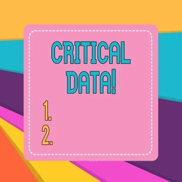 Word writing text Critical Data. Business concept for elements of business Illustrazione stock