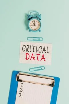 Word writing text Critical Data. Business concept for elements of business 스톡 사진