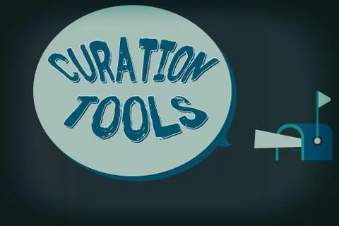 Word writing text Curation Tools. Business concept for Software used in Ilustração Stock