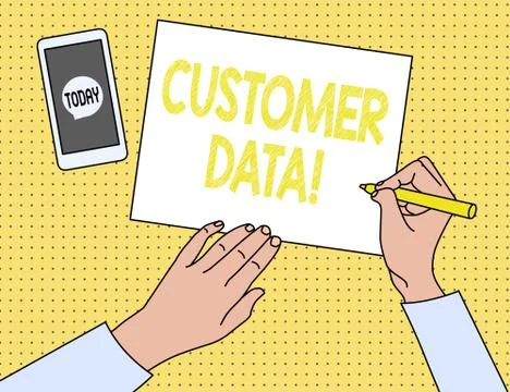 Word writing text Customer Data. Business concept for all records and Stock Illustration