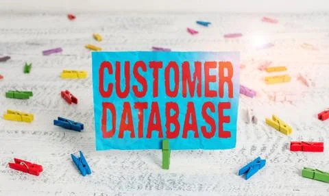 Word writing text Customer Database. Business concept for uptodate on customer Stock Photos