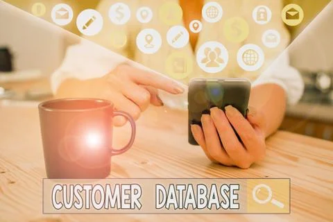 Word writing text Customer Database. Business concept for uptodate on customer Stock Photos