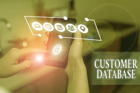 Word writing text Customer Database. Business concept for uptodate on customer Stock Photos