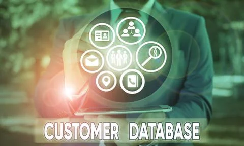 Word writing text Customer Database. Business concept for uptodate on customer Stock Photos