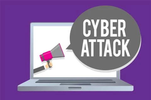 Word writing text Cyber Attack. Business concept for An attempt by hackers to Illustration