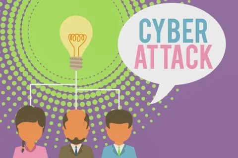 Word writing text Cyber Attack. Business concept for An attempt by hackers to Illustration