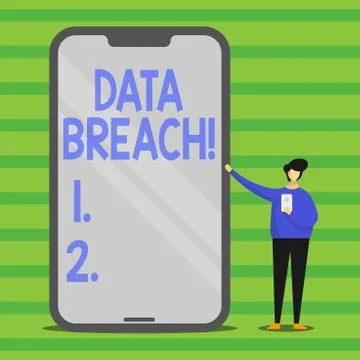 Word writing text Data Breach. Business concept for security incident in whic Illustrazione stock