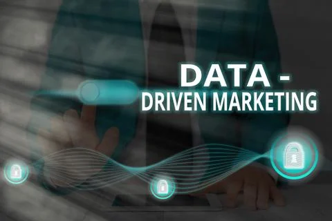 Word writing text Data driven Marketing. Business concept for process by which Stock Photos
