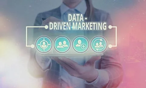 Word writing text Data driven Marketing. Business concept for process by which Stock Photos