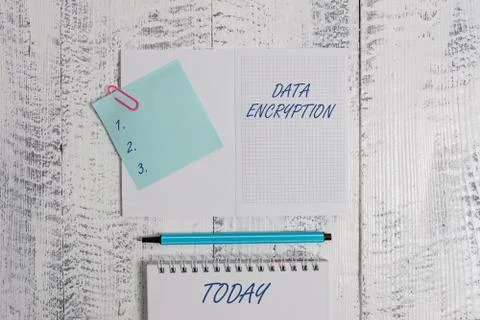 Word writing text Data Encryption. Business concept for Symmetrickey algorithm Stockfoto's