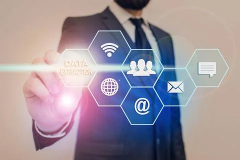 Word writing text Data Extraction. Business concept for act or process of Stock Photos