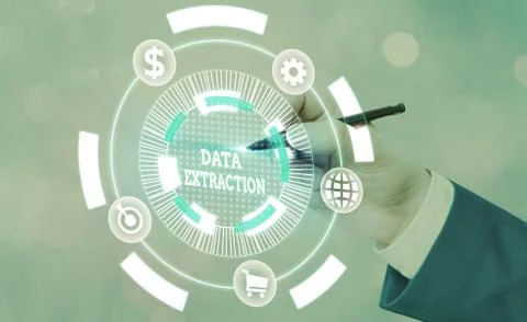 Word writing text Data Extraction. Business concept for act or process of Stock Photos