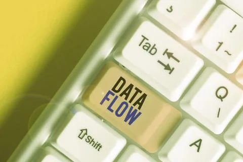 Word writing text Data Flow. Business concept for the movement of data through a Stockfoto's