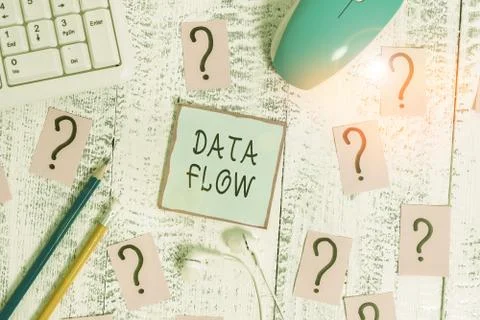 Word writing text Data Flow. Business concept for the movement of data through a Stock Photos
