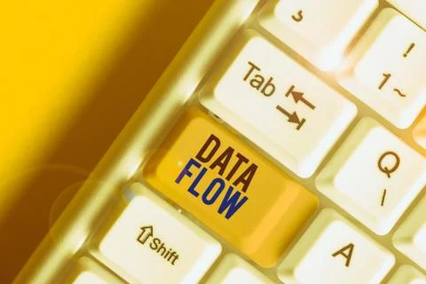 Word writing text Data Flow. Business concept for the movement of data through a Stock Photos