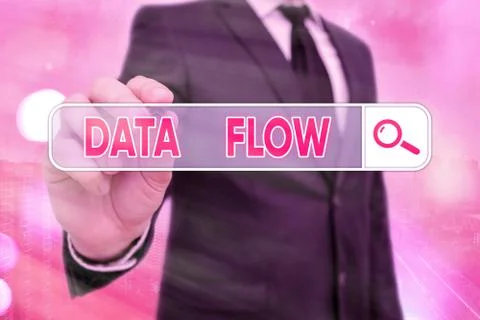 Word writing text Data Flow. Business concept for the movement of data through a Stock Photos