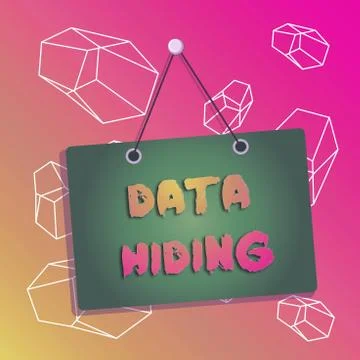 Word writing text Data Hiding. Business concept for Secretly embedding data in Stock Illustration