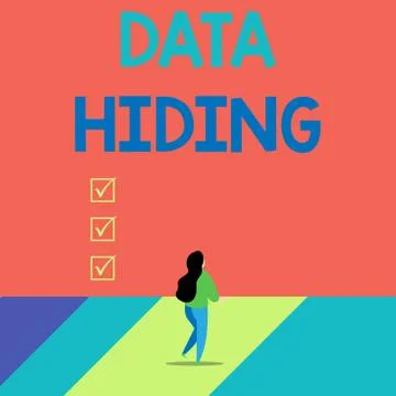Word writing text Data Hiding. Business concept for Secretly embedding data in Stock Illustration