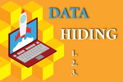 Word writing text Data Hiding. Business concept for Secretly embedding data in Stock Illustration