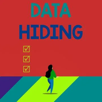 Word writing text Data Hiding. Business concept for Secretly embedding data in Stock Illustration