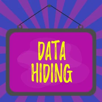 Word writing text Data Hiding. Business concept for Secretly embedding data in Stock Illustration
