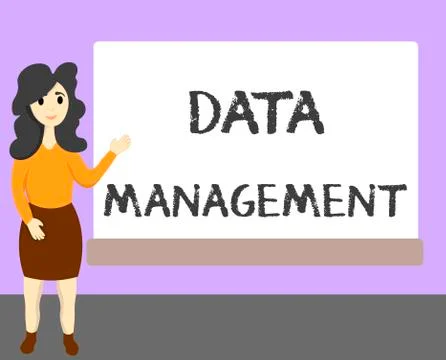 Word writing text Data Management. Business concept for The practice of Illustrazione stock