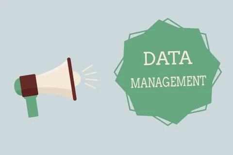Word writing text Data Management. Business concept for The practice of Illustrazione stock