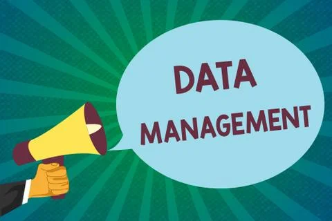 Word writing text Data Management. Business concept for The practice of Illustrazione stock
