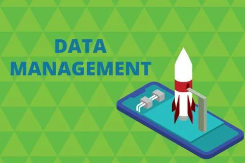 Word writing text Data Management. Business concept for The practice of Illustrazione stock