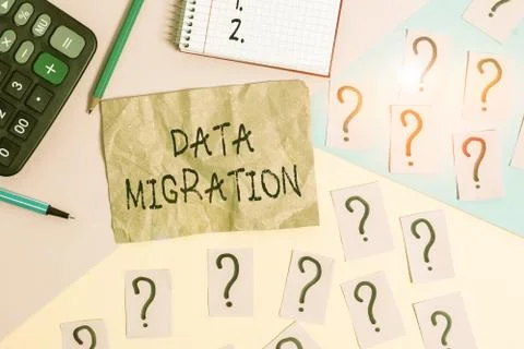 Word writing text Data Migration. Business concept for process of transferring Stock Photos