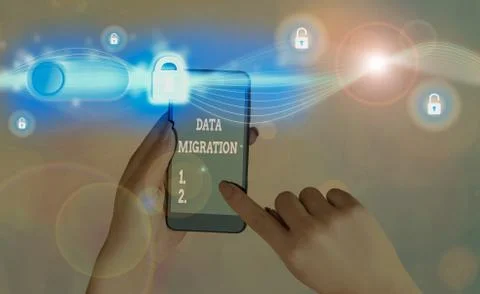 Word writing text Data Migration. Business concept for process of transferring Foto stock