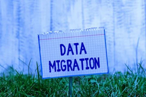 Word writing text Data Migration. Business concept for process of transferring Stock Photos